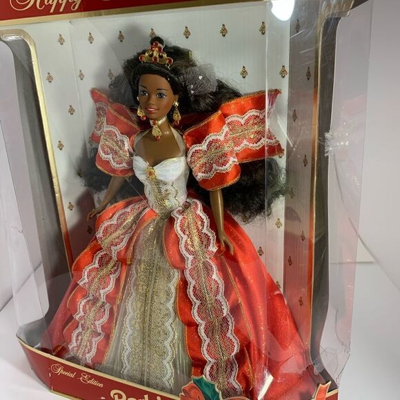 Happy Holidays Barbie Special Edition Wrapped In Red Ribbons Delicate Lace - Picture 4 of 14